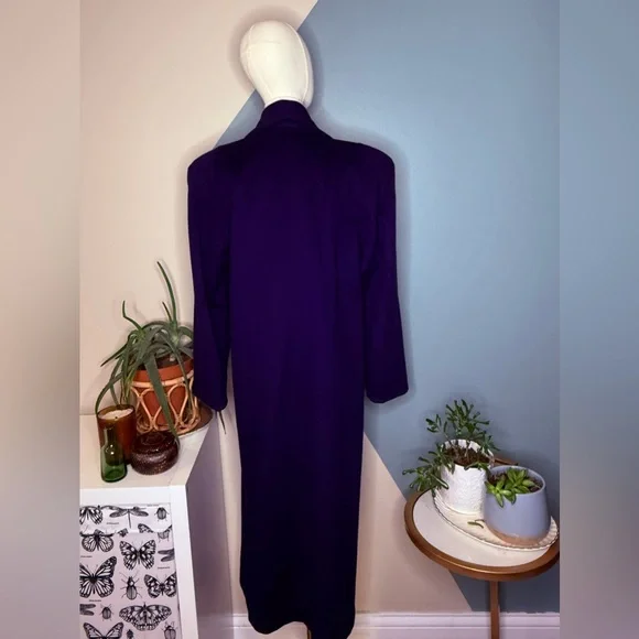 Vintage Carol Horn 100% Wool Long Coat Purple Shawl Collar Double Breasted USA 8 - Picture 6 of 13